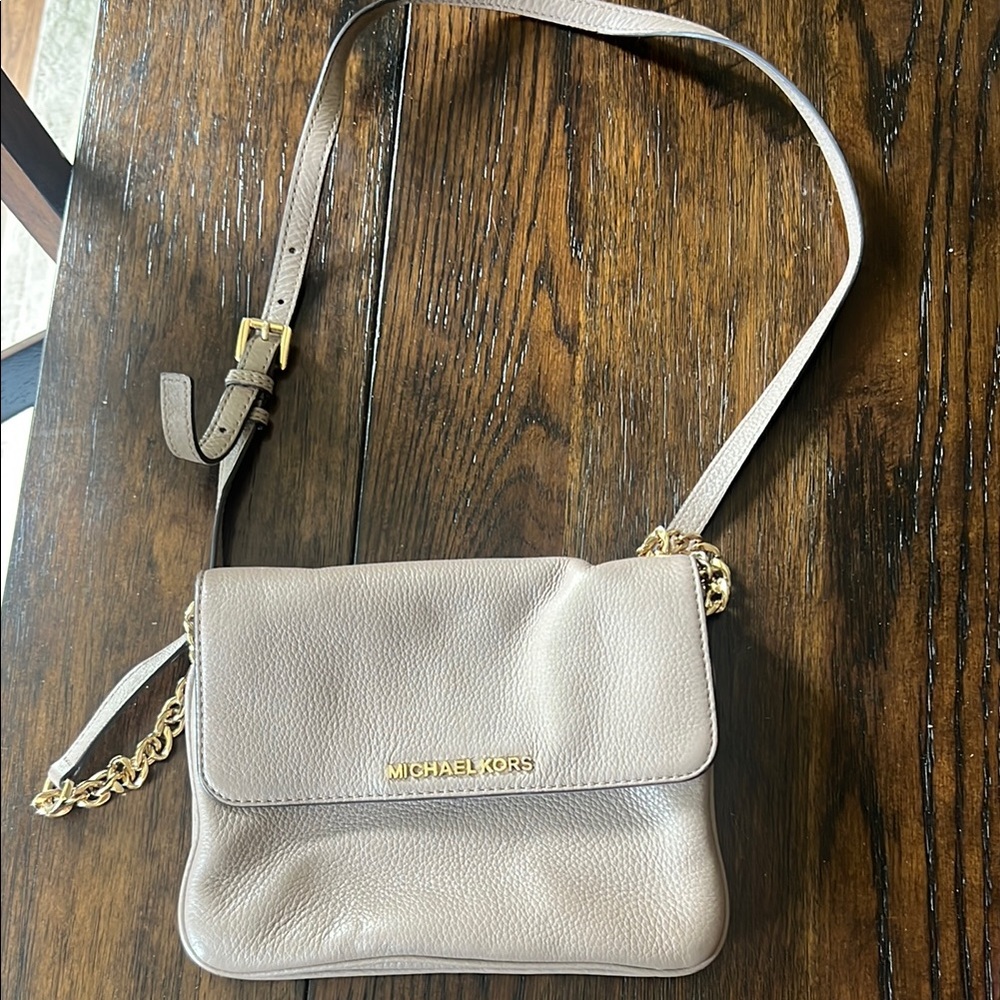 Michael Kors Tan Crossbody Bag with Flap Closure